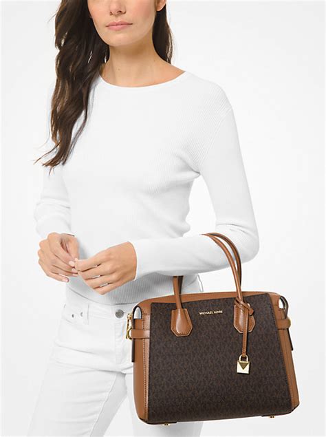 michael kors mercer medium leather satchel|michael kors mercer belted satchel.